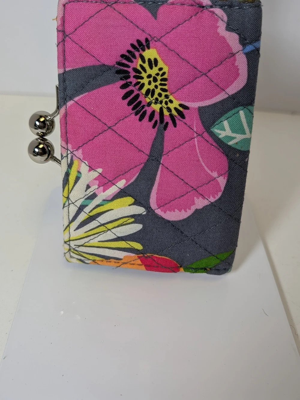 Vera Bradley Euro Wallet Jazzy Blooms Floral Trifold Kisslock Coin Purse